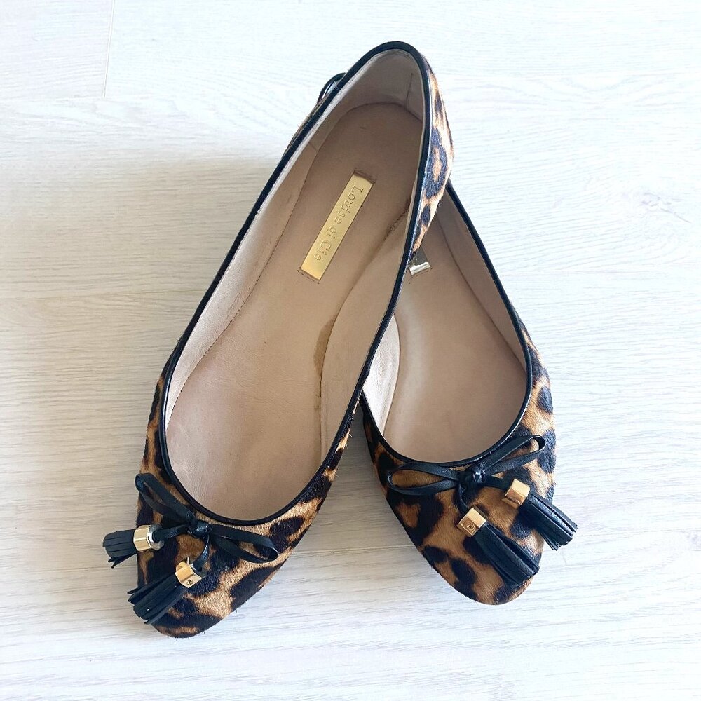 Louise et Cie Genuine Calf Hair Pointy Ballet Flats Shoes US Sz 7 Leopard Print